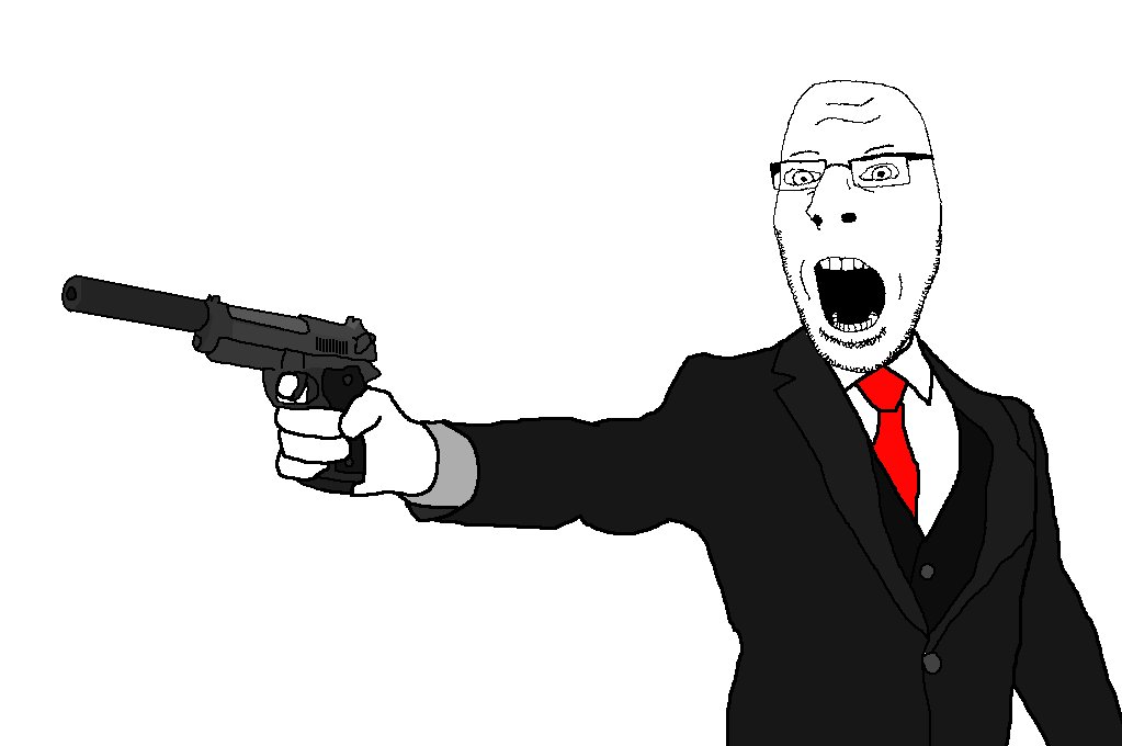 cobson, nucob, 1soyjak, arm, beretta, beretta 92, clothes, firearm, glasses, gun