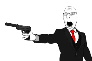 cobson, nucob, 1soyjak, arm, beretta, beretta 92, clothes, firearm, glasses, gun
