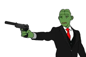 pepe, kuzjak, kuzepe, fusionjaks, amphibian, animal, arm, beretta, beretta 92, blue shirt