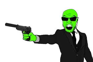 feraljak, wholesome feraljak, glowie, arm, beretta, beretta 92, central intelligence agency, closed mouth, clothes, earpiece