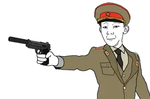 kuzjak, 1soyjak, arm, bald, beretta, beretta 92, black eyes, black tie, clothes, communism