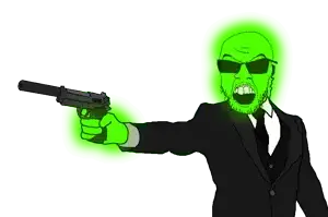feraljak, wholesome feraljak, glowie, arm, beretta, beretta 92, central intelligence agency, closed mouth, clothes, earpiece