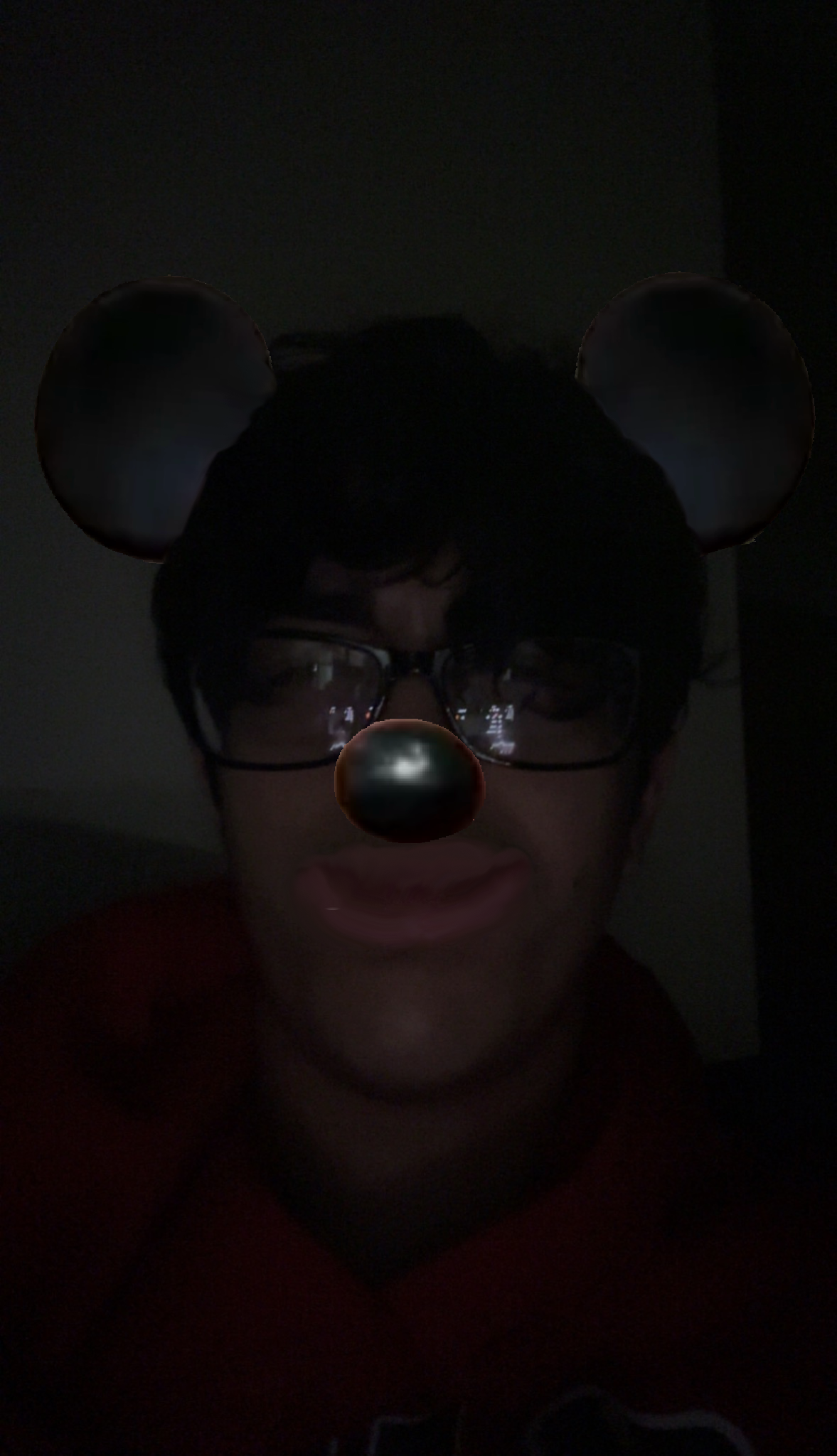 mickey mouse, animal, big ears, big lips, black eyes, black hair, brown skin, closed mouth, ear, front view