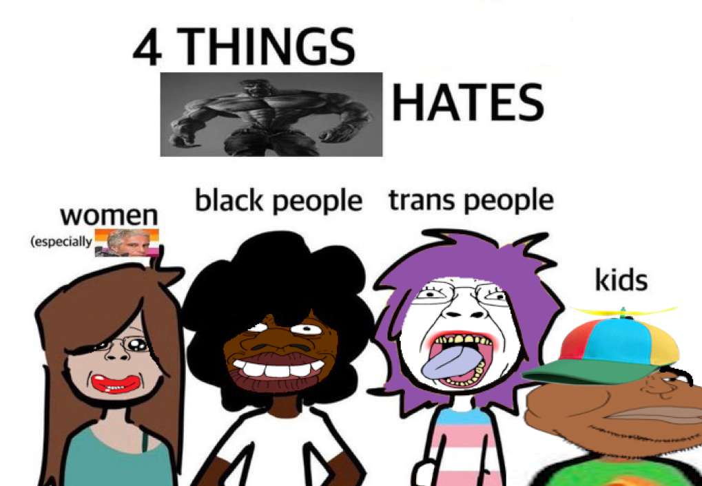 gigachad, jeffrey epstein, sheeeit, bernd, meximutt, 3soyjaks, beard, black eyes, black hair, black skin