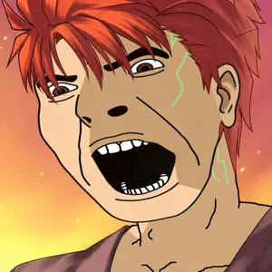 cobson, 1soyjak, brown eyes, buff, emiya shirou, fate stay night, hair, looking at you, no beard, no glasses