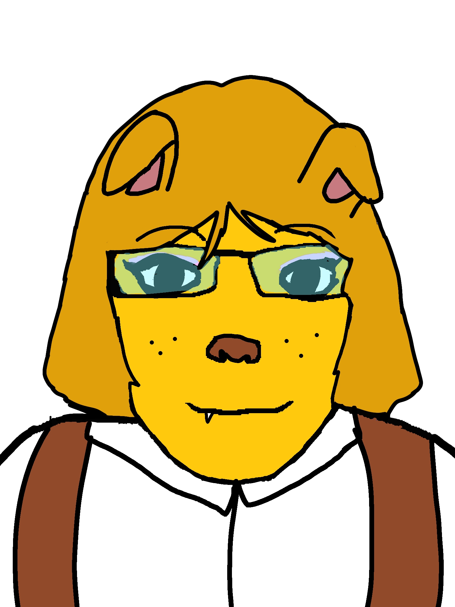 femjanny, markiplier soyjak, lawrence, femjak, jannyjak, 1soyjak, animal, animal ears, black eyes, closed mouth