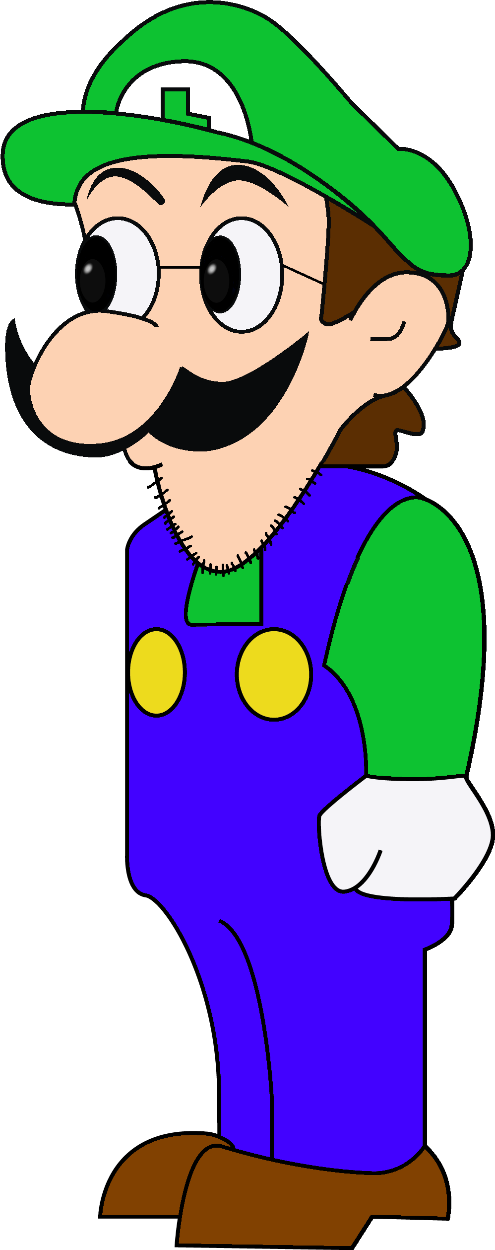 luigi, weegee, weegeejak, 1soyjak, big nose, black eyes, brown hair, cap, closed mouth, clothes