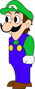 luigi, weegee, weegeejak, 1soyjak, big nose, black eyes, brown hair, cap, closed mouth, clothes