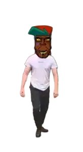 esl fnf pedo, chudjak, markiplier soyjak, chudplier, black eyes, half open mouth, shitskin, teeth, transparent, white shirt