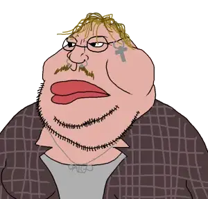 meximutt, 1soyjak, angry, blonde hair, christian cross, clothes, fat, glasses, hair, lips