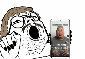 meximutt, tony soprano soyjak, chinkmutt, ai latinx, basic human empathy, brown hair, brown mustache, chink, christian cross, christianity
