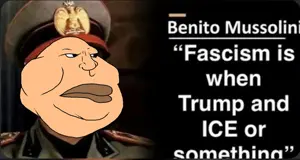 donald trump, meximutt, angry, bald, benito mussolini, black eyes, cleavage, closed mouth, clothes, fascism
