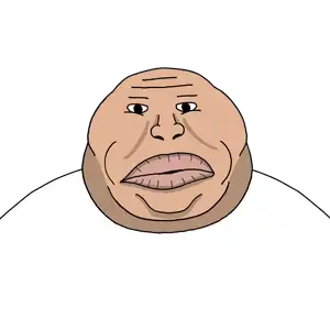 njr, meximutt, oalgomutt, 1soyjak, angry, bald, big lips, black eyes, brown skin, closed mouth