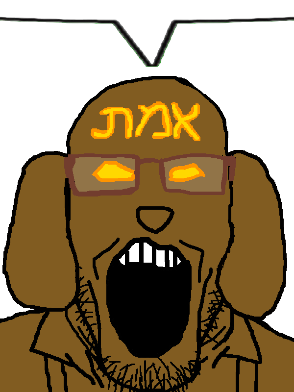 golem, markiplier soyjak, jannyjak, animal, brown skin, clothes, dog, dog ear, ear, glasses