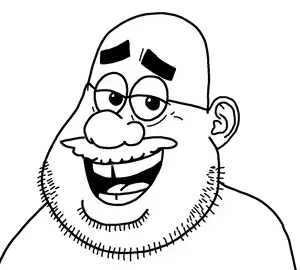 redford, unknown, useful soys, 1soyjak, bald, black eyes, cartoon, chin, double chin, ear