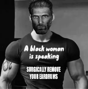 der coomer, gigachad, gigacoomer, beard, buff, closed mouth, gray skin, grayscale, no glasses, open eyes