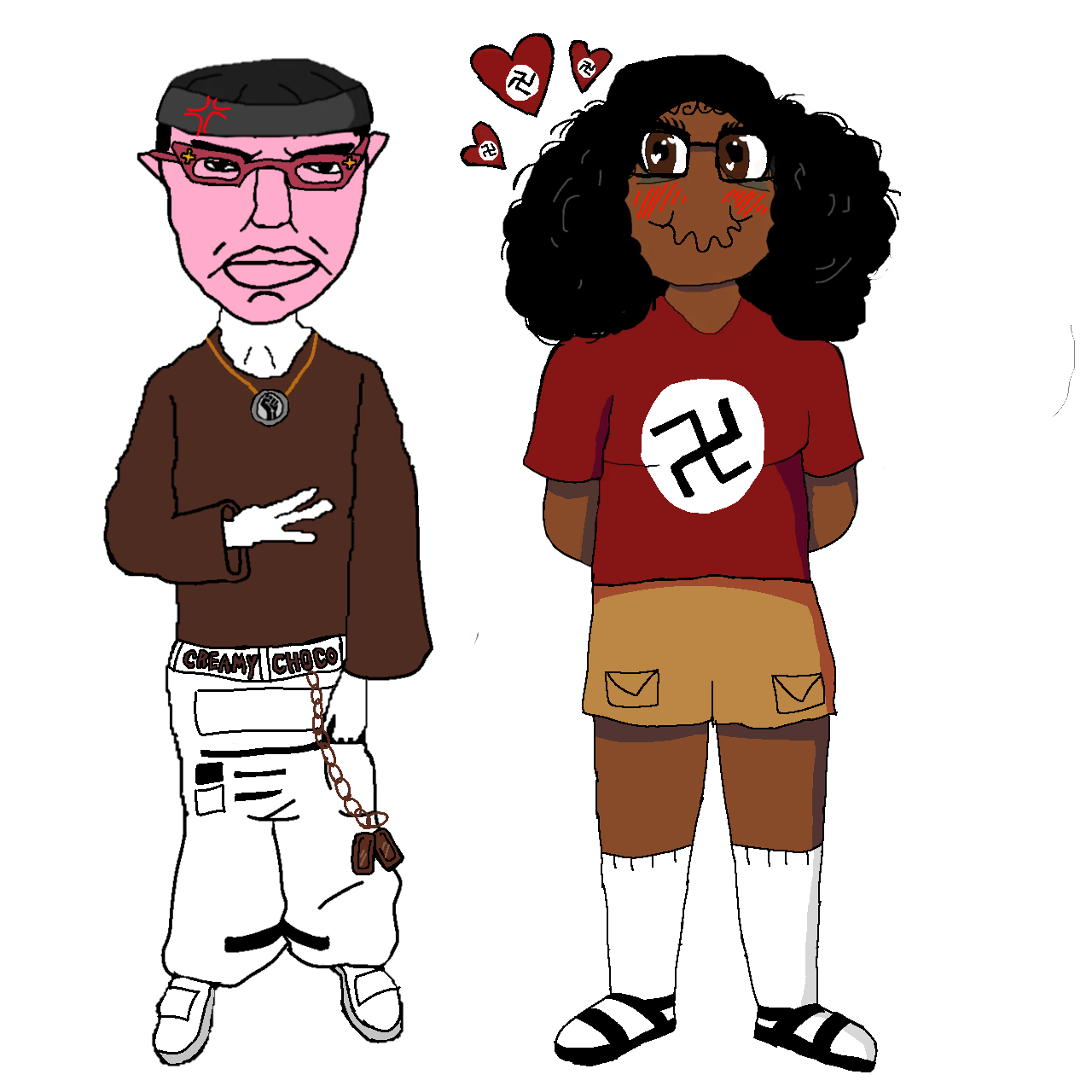 soyniqua, soytan, chudjak, pol face, afro, angry, black eyes, black hair, black skin, blush