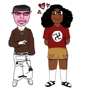 soyniqua, soytan, chudjak, pol face, afro, angry, black eyes, black hair, black skin, blush