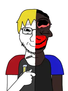jake, nate higgers, soyak, jartycuck, natejak, 1soyjak, black hair, black skin, blonde hair, combined