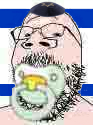 gapejak, babyjak, babyjak, 1soyjak, big nostrils, closed mouth, clothes, glasses, hat, jpeg compression