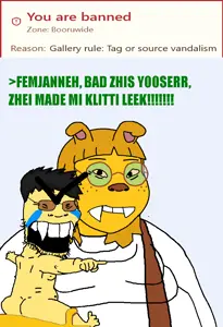 femjanny, soykio kid, soykio girl, femjak, 1soyjak, angry, animal, animal ears, arm, asian