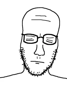 unknown, 1soyjak, chris chan, closed eyes, closed mouth, front view, glasses, portrait, soyjak, stubble