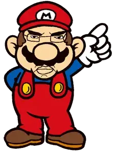 mario, chudjak, pol face, 1soyjak, angry, black eyes, blue shirt, brown hair, cap, chubby