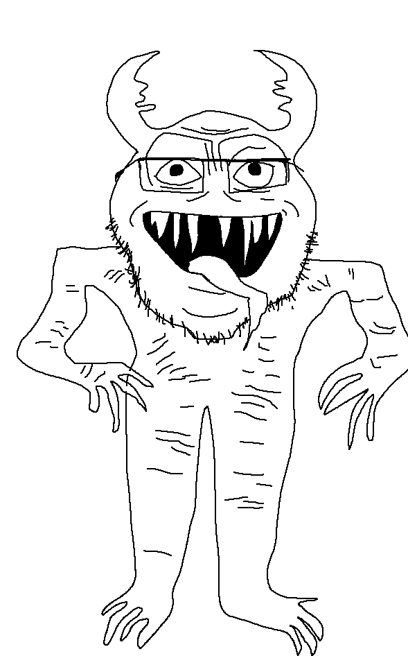 mayonaise, useful soys, 1soyjak, arm, full body, glasses, hands, horns, leg, mayonaisemonster