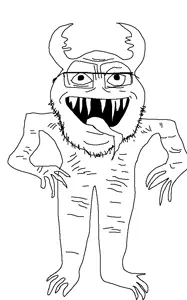 mayonaise, useful soys, 1soyjak, arm, full body, glasses, hands, horns, leg, mayonaisemonster