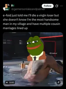 pepe, chudjak, chudjak front, muscular chud, 1soyjak, andrew tate, black eyes, black hair, brown skin, buff