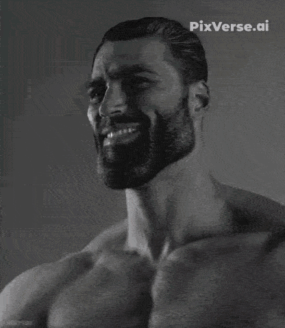gigachad, gigafly, animal, animated, beard, black eyes, black hair, book, buff, bug