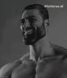 gigachad, gigafly, animal, animated, beard, black eyes, black hair, book, buff, bug