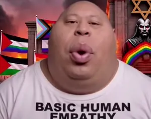 meximutt, chinkmutt, 1soyjak, anti racism, bald, black eyes, drawn background, fat, front view, funny