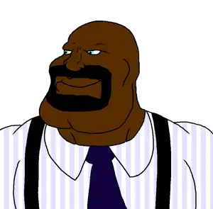 sargeant terry jeffords, meximutt, mexiaryan, 1soyjak, bald, beard, black hair, black skin, blue eyes, brooklyn nine nine