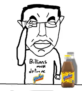 chudjak, chudjak front, arm, bottle, closed eyes, closed mouth, drink, ear, glasses, hair