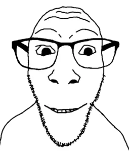 dylanjak, 1soyjak, bald, black eyes, dylan klebold, eyebrows, forehead lines, forehead wrinkles, front view, glasses