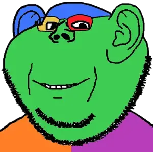 impish soyak ears, jolly soyak ears, colorjak, 1soyjak, autism, black eyes, ear, ears, glasses, multicolored skin