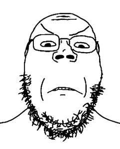 gapejak, gapejak front, 1soyjak, angry, bald, chin, closed mouth, double chin, fat, front view