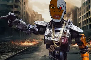 george floyd, brandon, feraljak, branigger, feralnigger, saint floyd, 1soyjak, bald, black eyes, black skin
