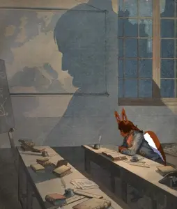 young squirreleon studying