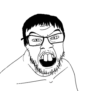 feraljak, feralgook, 1soyjak, aliased, angry, asian, black hair, buck teeth, chink, front view
