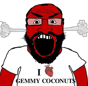 markiplier soyjak, science lover, angry, arm, balding, beard, clothes, coconut, fume, glasses