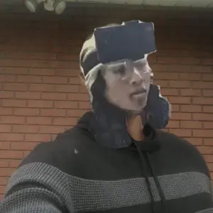 george floyd, irl slopjaks, black eyes, black hair, brown skin, clothes, glasses, hair, half open mouth, hat