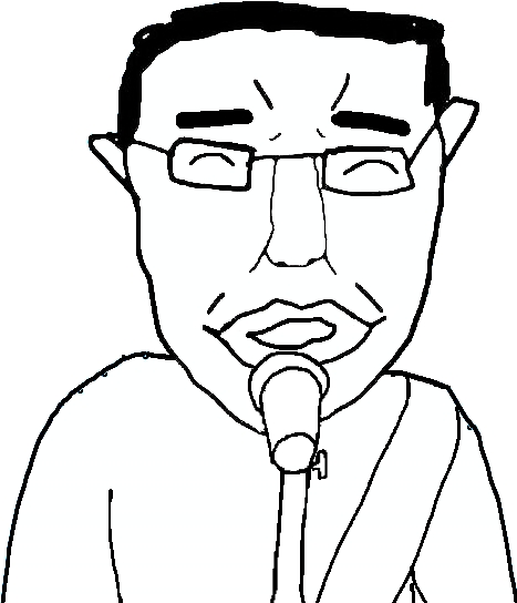 chudjak, pol face, ^ ^, 1soyjak, black hair, closed eyes, ear, front view, glasses, guitar