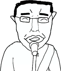chudjak, pol face, ^ ^, 1soyjak, black hair, closed eyes, ear, front view, glasses, guitar