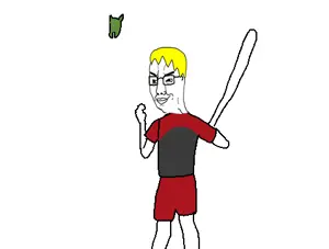hungrytas, nate higgers, pepe, chudjak, natejak, amphibian, animal, baseball bat, blonde hair, bloodshot eyes
