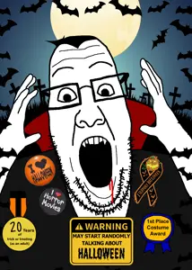 ppp, award, badge, black eyes, black hair, black shirt, clothes, dracula, fat, glasses