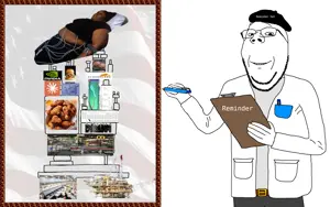 gapejak, soyak, wholesome soyjak, 1soyjak, animal, bald, beret, black eyes, black woman, board