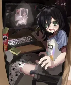 tomoko kuroki, chudjak, markiplier soyjak, pol face, 2soyjaks, anime, anime girl, beard, black hair, blush