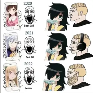 tomoko kuroki, yes chad, markiplier soyjak, 2020, 2021, 2022, 3soyjaks, anime, anime girl, bald